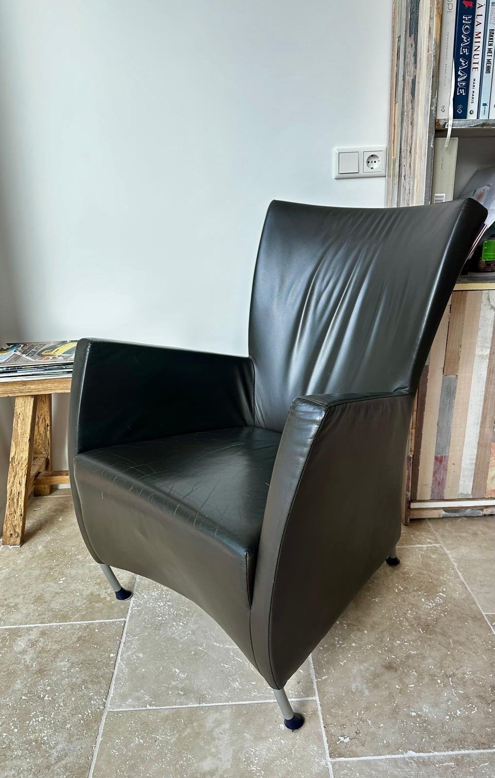 Bruin leren fauteuil Montis Windy, Huis en Inrichting, Stoelen, Gebruikt, Eén, Leer, Overige kleuren, Ophalen of Verzenden