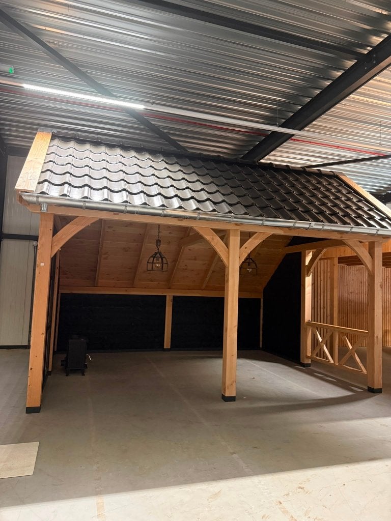 Zwarte overkapping/veranda – Zwart -  moderne tuinkamer, Ophalen, Nieuw, 400 cm of meer, 500 cm of meer