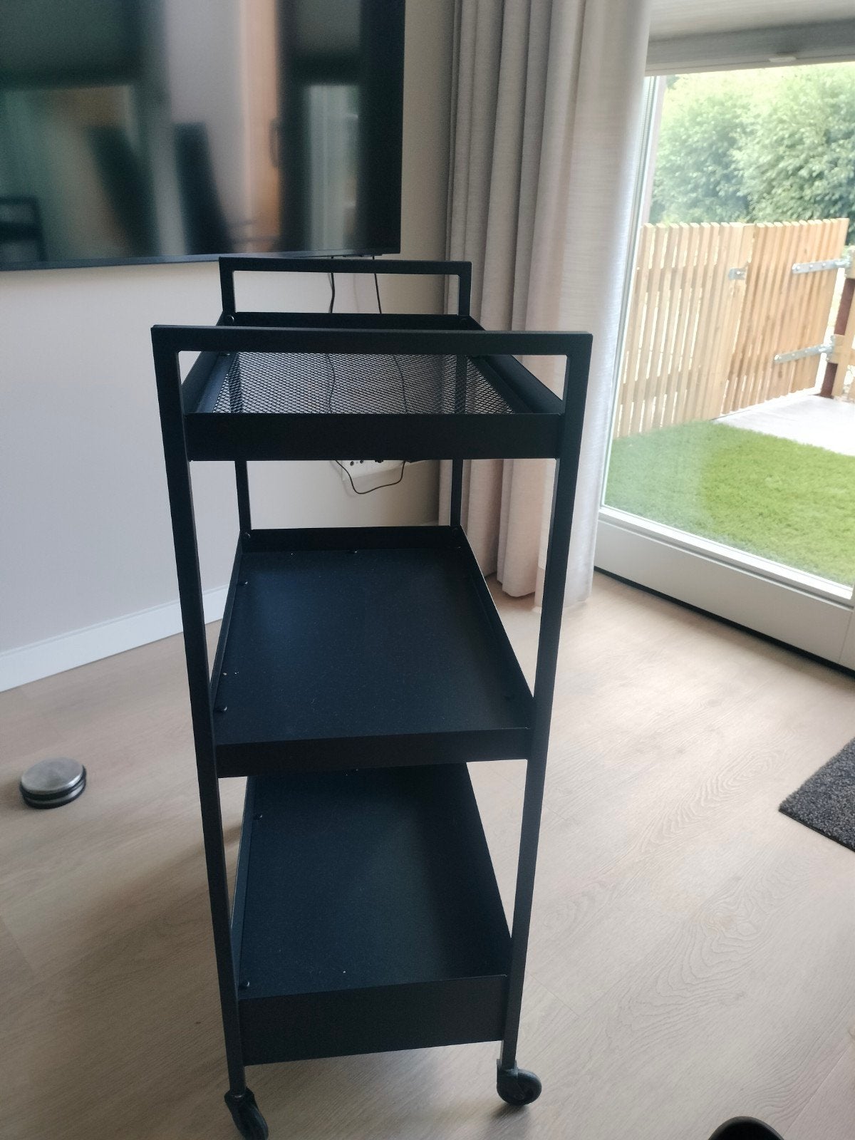 Zwart metalen serveerwagen/trolley met 3 planken, Ophalen, Zo goed als nieuw