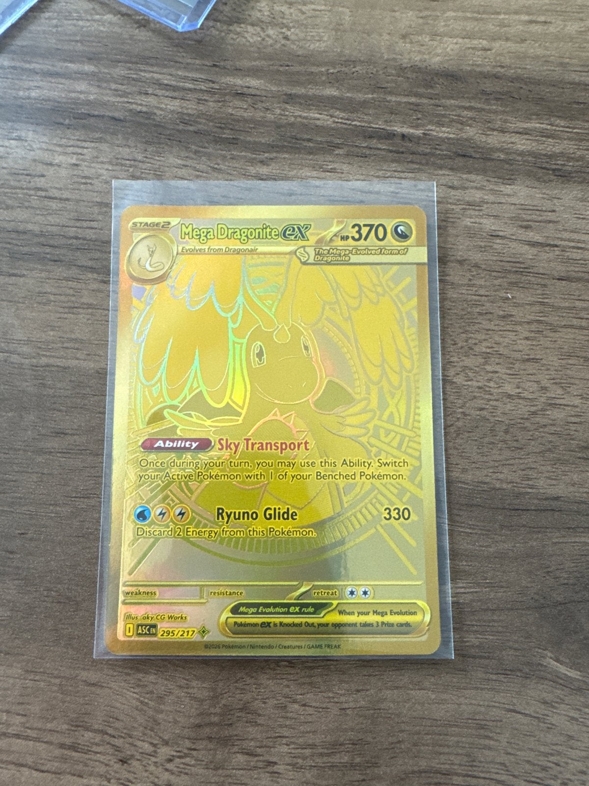 Mega Dragonite EX 295/217 Gold Foil Pokémon Kaart, Ophalen, Zo goed als nieuw, Losse kaart, Foil