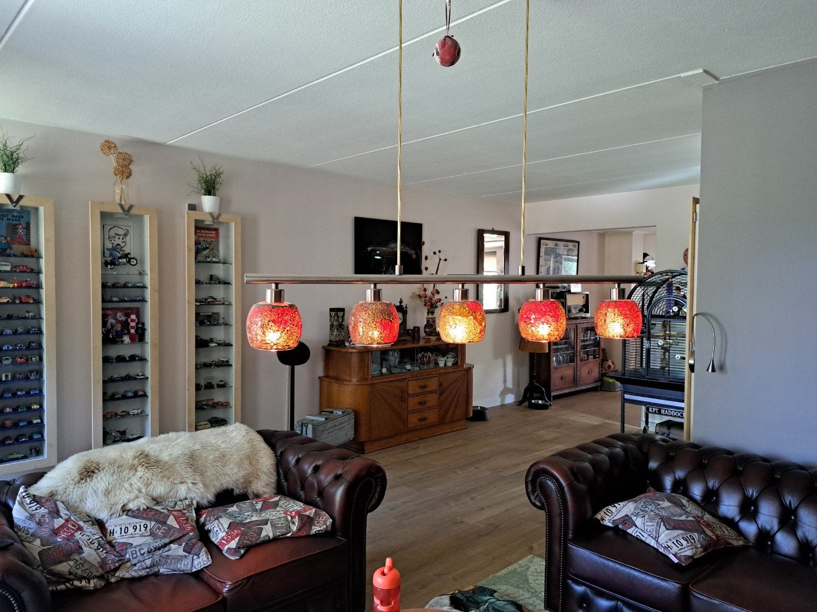 sfeervolle hanglamp, Huis en Inrichting, Lampen | Hanglampen, Ophalen, Zo goed als nieuw, Glas, E14 (klein)