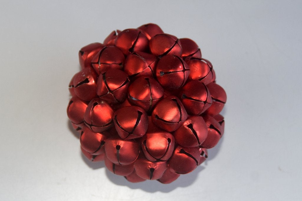 Grote metalen kerstbal rood met belletjes Rinkelbal, Verzenden
