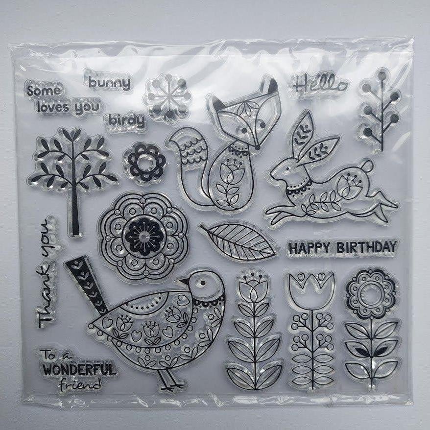 Clear Stamps verjaardag bohemien scrapbooking - stempelen, Hobby en Vrije tijd, Ophalen of Verzenden, Nieuw, Clearstamp