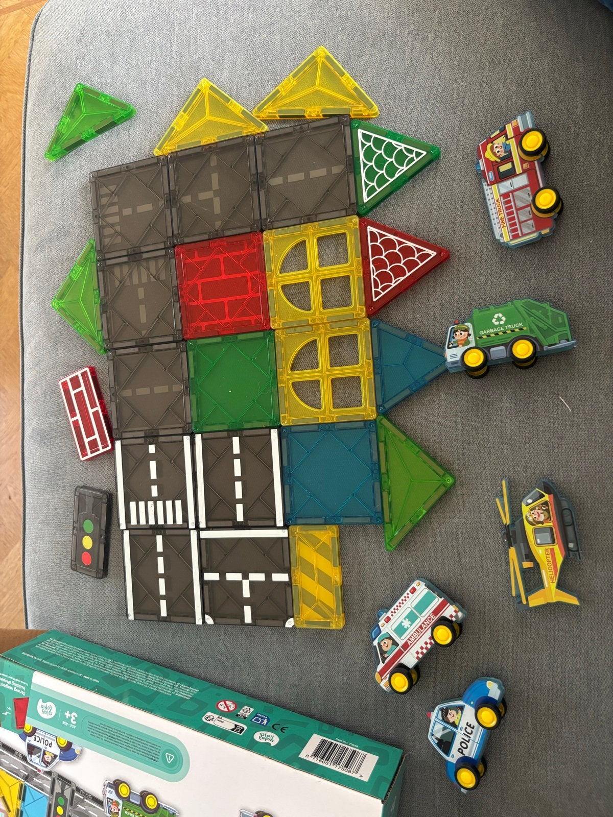 Magnetic Building Blocks Set met Voertuigen - Zo goed als ni, Ophalen of Verzenden, Zo goed als nieuw, Overige merken
