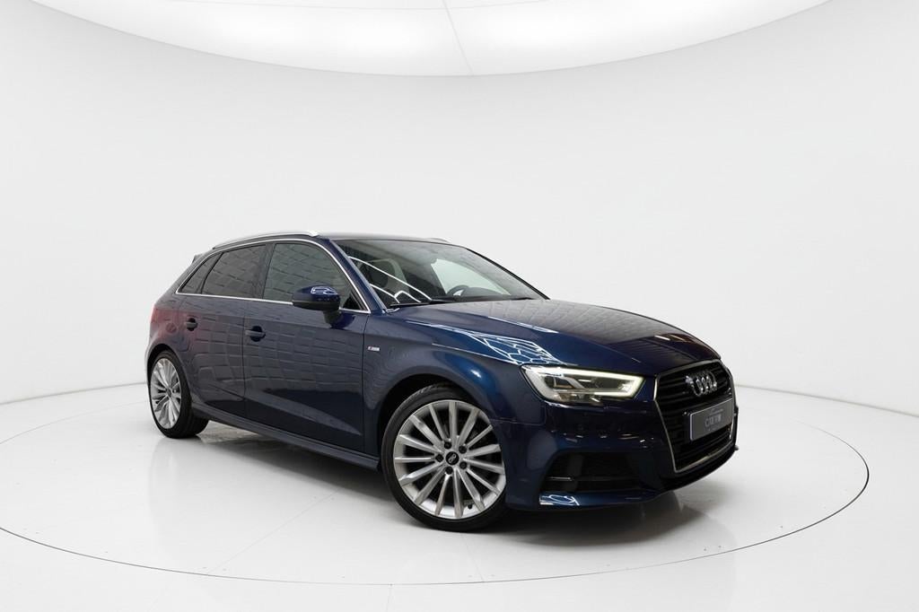 Audi A3 Sportback 1.5 TFSI CoD 3x S LINE VIRTUAL PDC LEER NA, 4 cilinders, 150 pk, Blauw, Leder en Stof