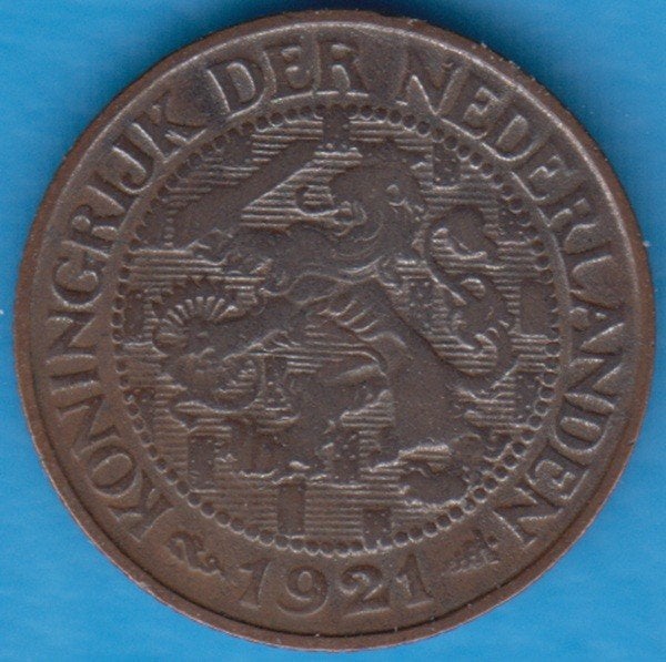 Nederland 1 cent 1921 Wilhelmina UNC (!) in munthouder, Ophalen of Verzenden, Koningin Wilhelmina, 1 cent, Losse munt