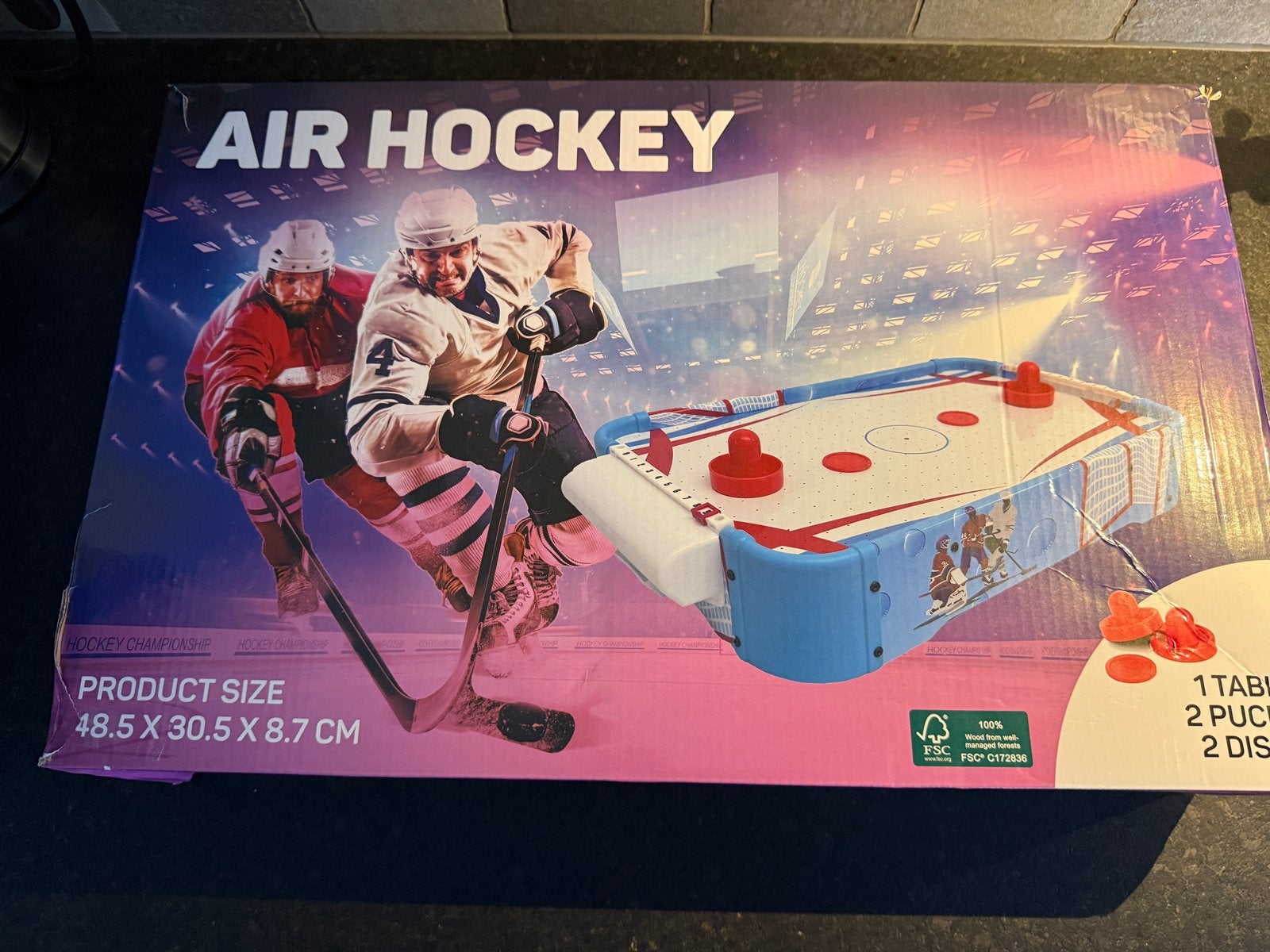 Air Hockey Tafelspel - Compact en Draagbaar, Ophalen, Zo goed als nieuw, Jongen of Meisje