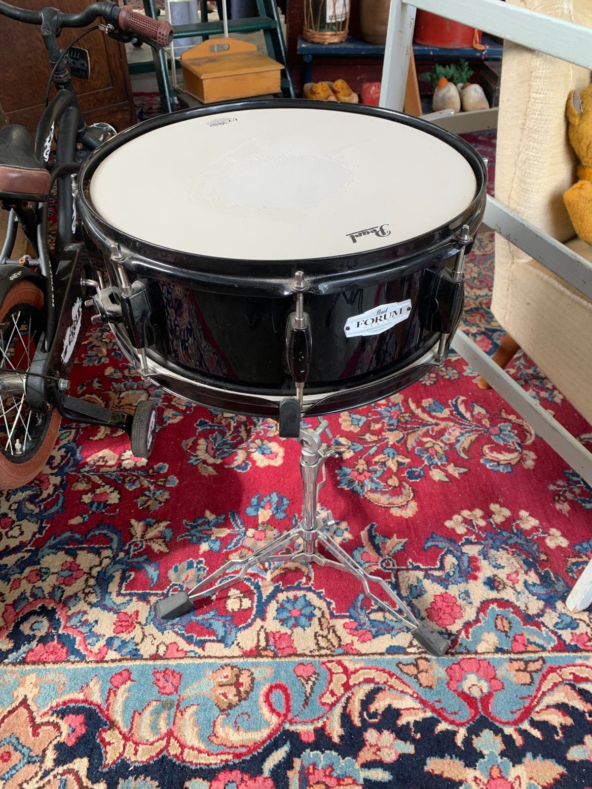 Pearl Forum Series snare drum in kleur Jet Black met zwart, Ophalen of Verzenden, Zo goed als nieuw, Pearl