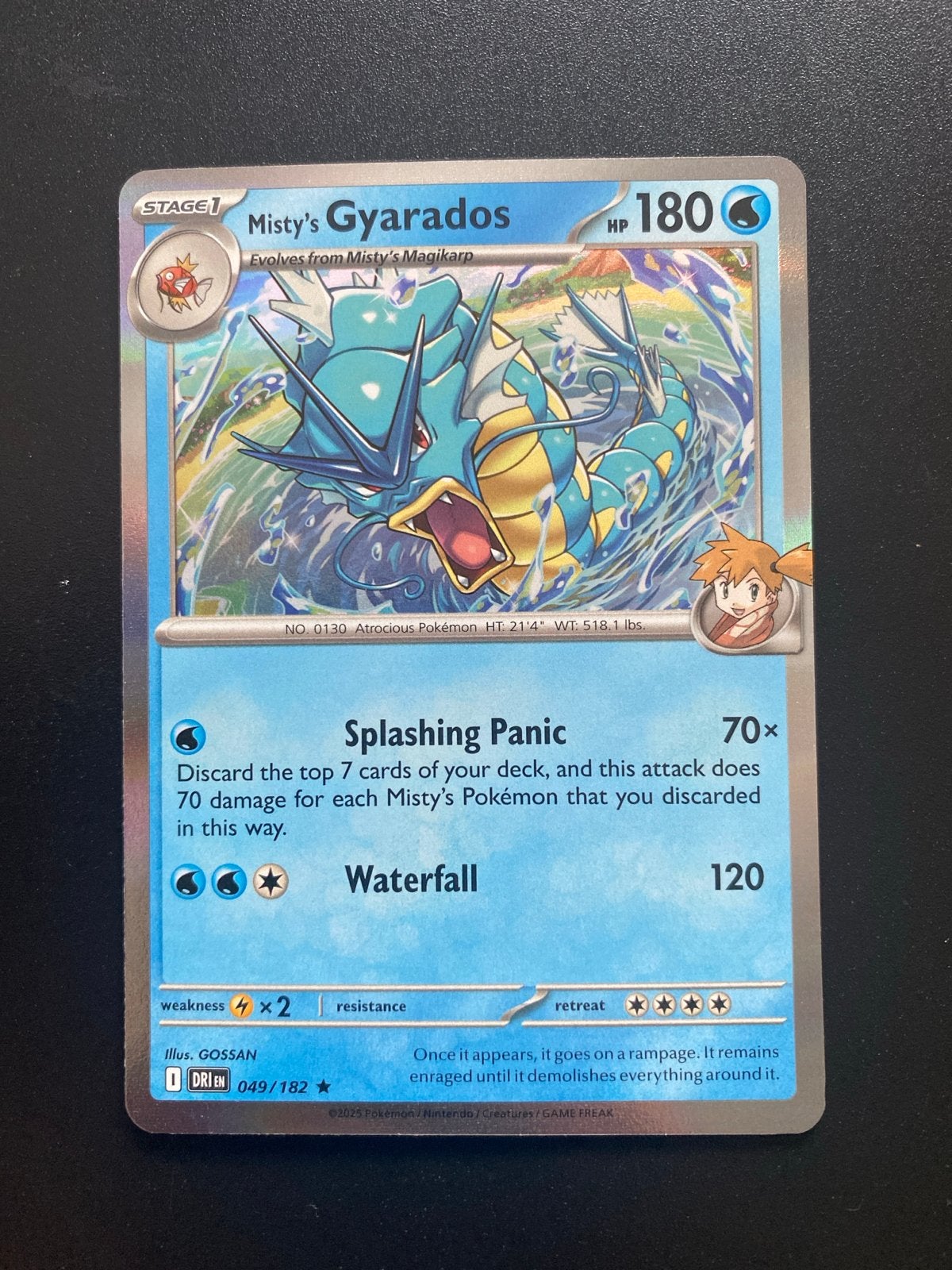 Misty's Gyarados 049/182 Rare Reverse Holo Destined Rivals, Ophalen of Verzenden, Zo goed als nieuw, Losse kaart, Foil