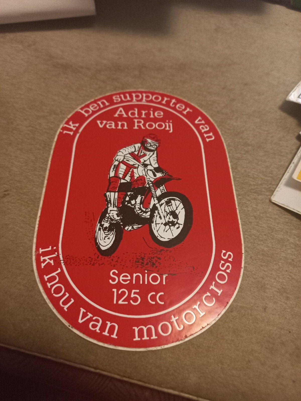 Vintage Adrie van Rooij Motorcross Supporter Sticker, Ophalen of Verzenden