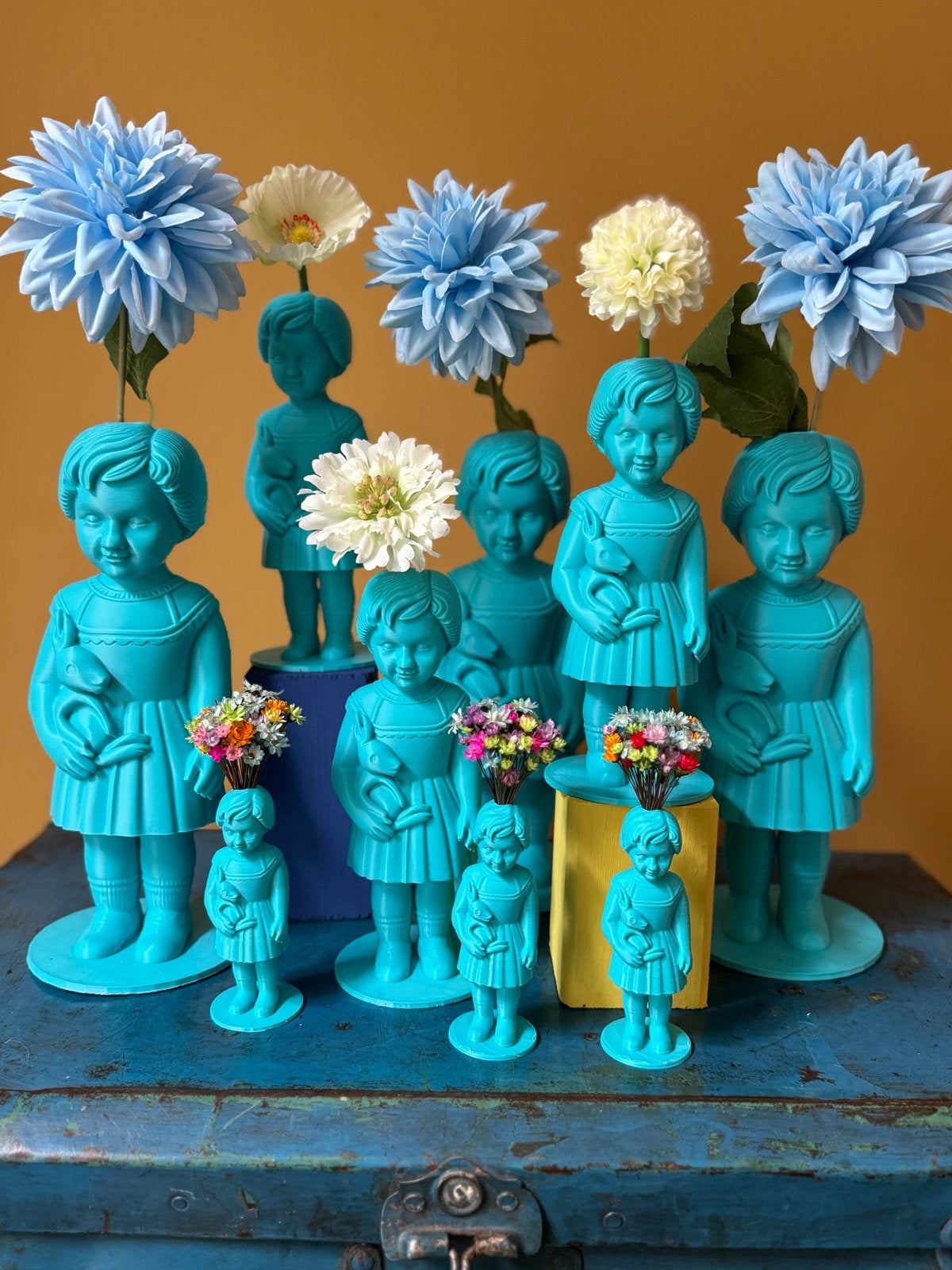Clonette vaasjes - 3D-geprint met kunst/droogbloemen, Kunststof, Meerkleurig, 3D-geprint, Nieuw