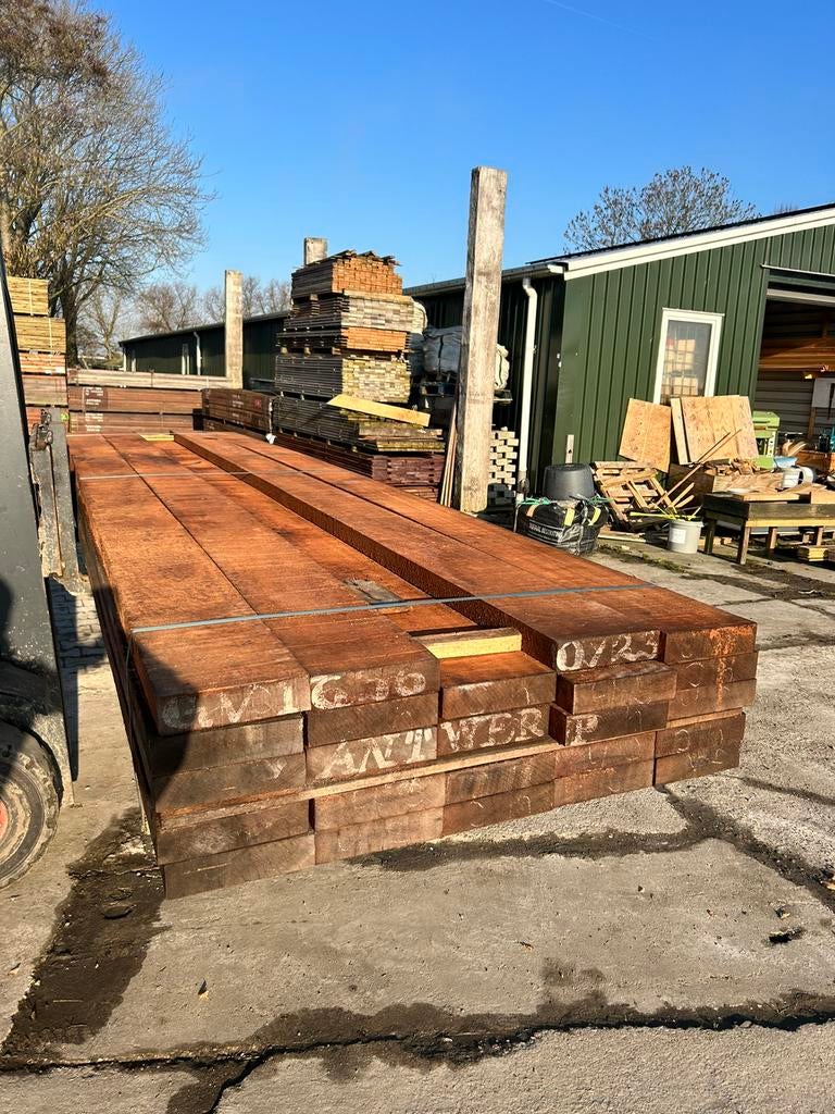 Hardhouten balken 50x100, 50x150, 50x200 mm, Tuin en Terras, Palen, Balken en Planken, Nieuw, Balken, 250 cm of meer, Hardhout