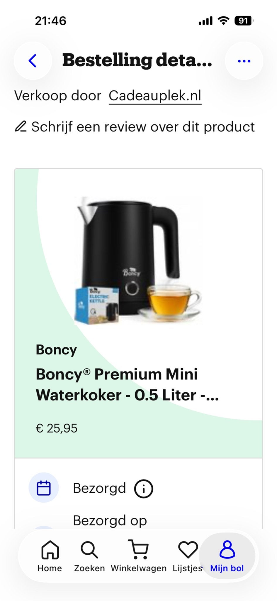 Boncy Premium Mini Waterkoker - 0.5 Liter - Zwart, Ophalen, Nieuw