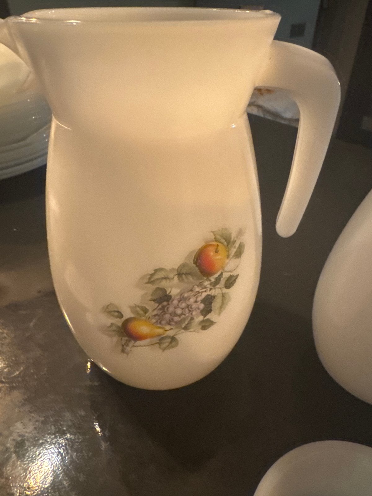 Vintage Arcopal kannen Set met Fruitdecoratie peer druiven, Ophalen of Verzenden