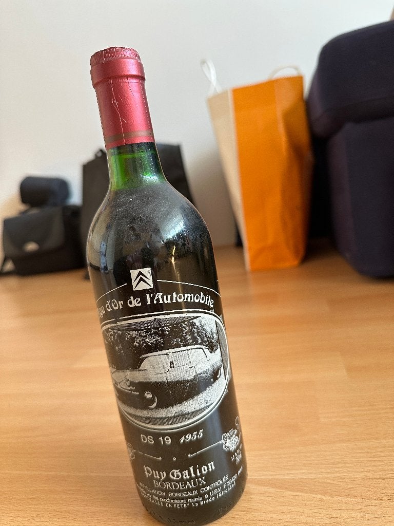 Fles Bordeaux wijn met Citroën DS, Ophalen of Verzenden