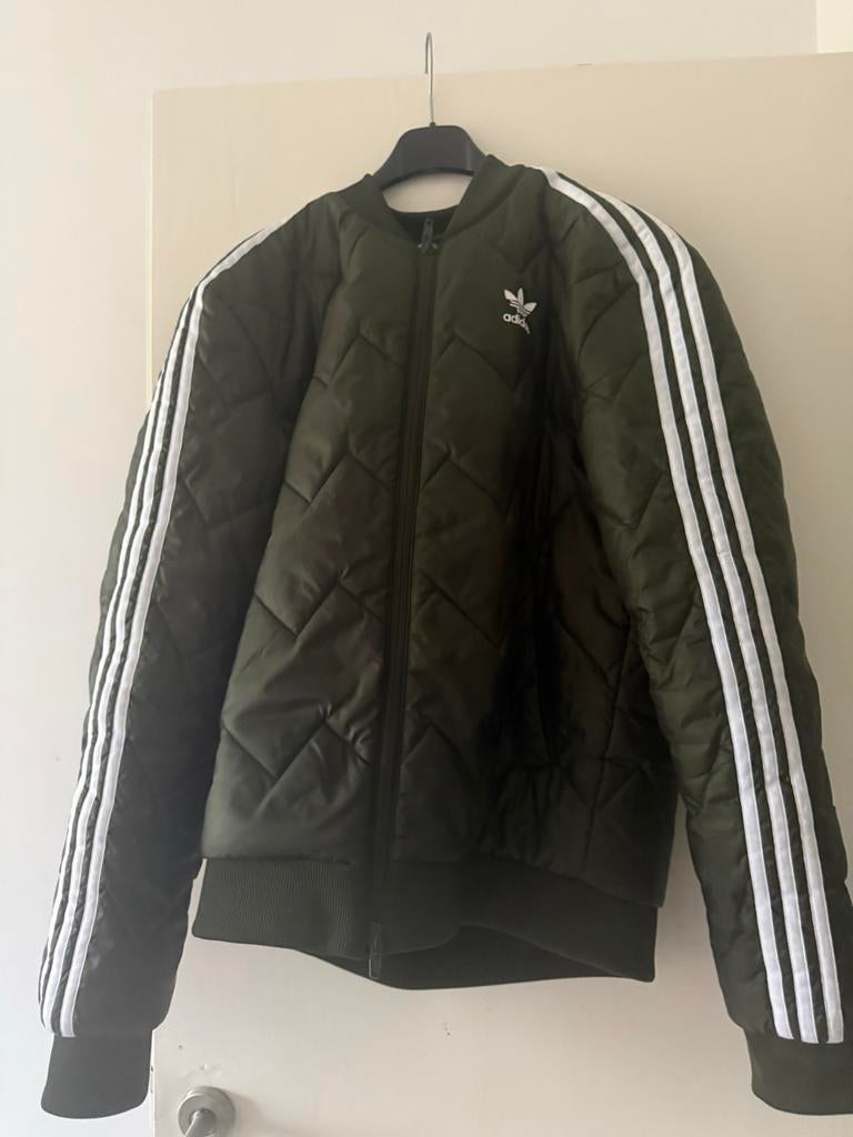 Adidas gewatteerde jas met 3 strepen - Maat M, Ophalen, Zo goed als nieuw, Maat 38/40 (M), Groen