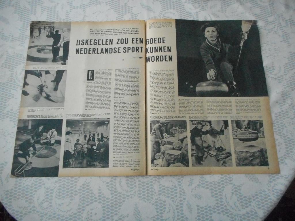 Curling. IJskegelen. 1959., Ophalen of Verzenden, 1940 tot 1960, Nederland, Knipsel(s)