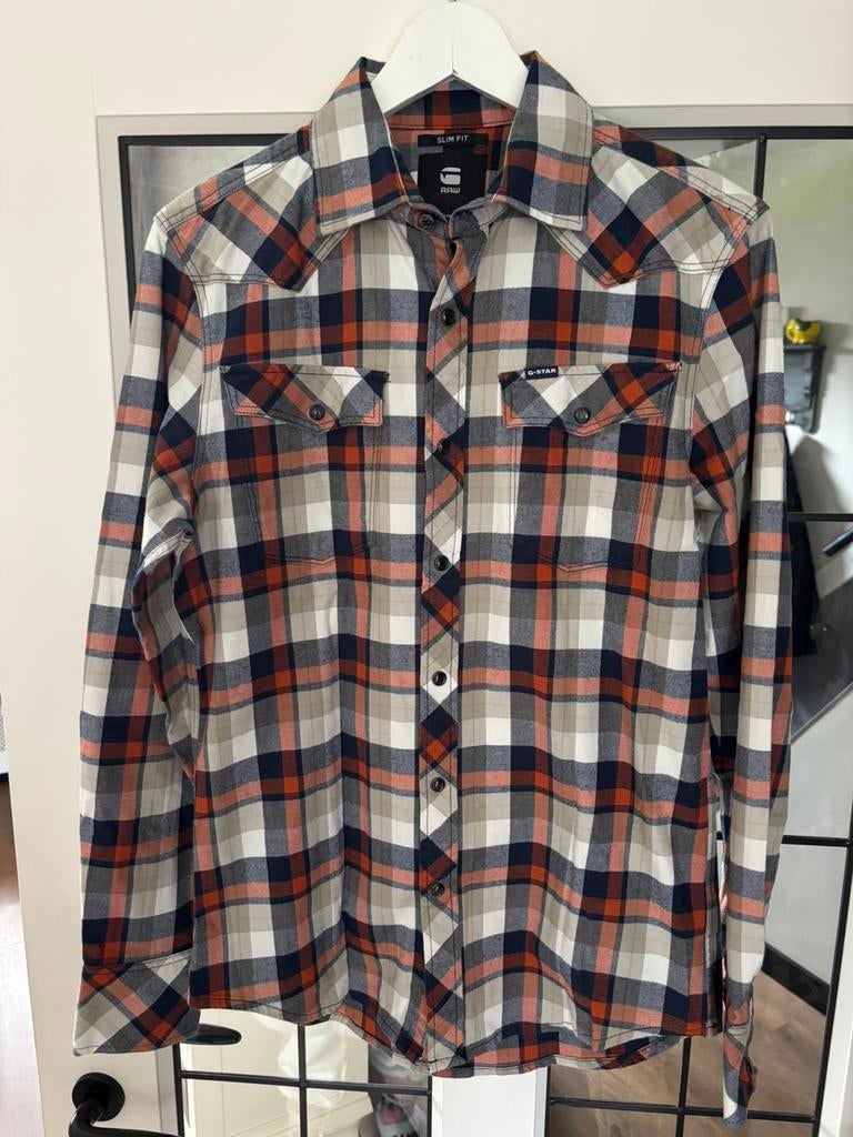 G-STAR RAW slimfit geruit overhemd shirt maat S, Kleding | Heren, Overhemden, Zo goed als nieuw, Halswijdte 38 (S) of kleiner