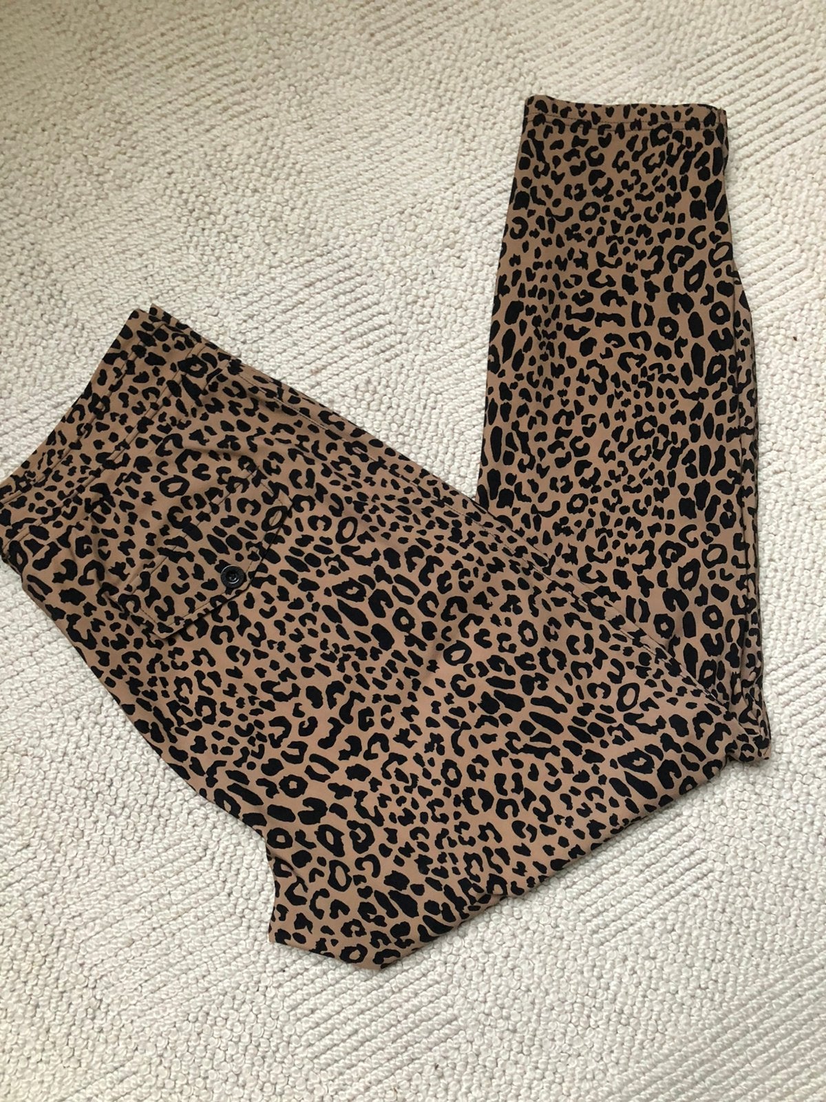Studio Anneloes. Travelstof. Broek met tijgerprint. Mt.M, Maat 38/40 (M), Bruin, Ophalen of Verzenden, Zo goed als nieuw