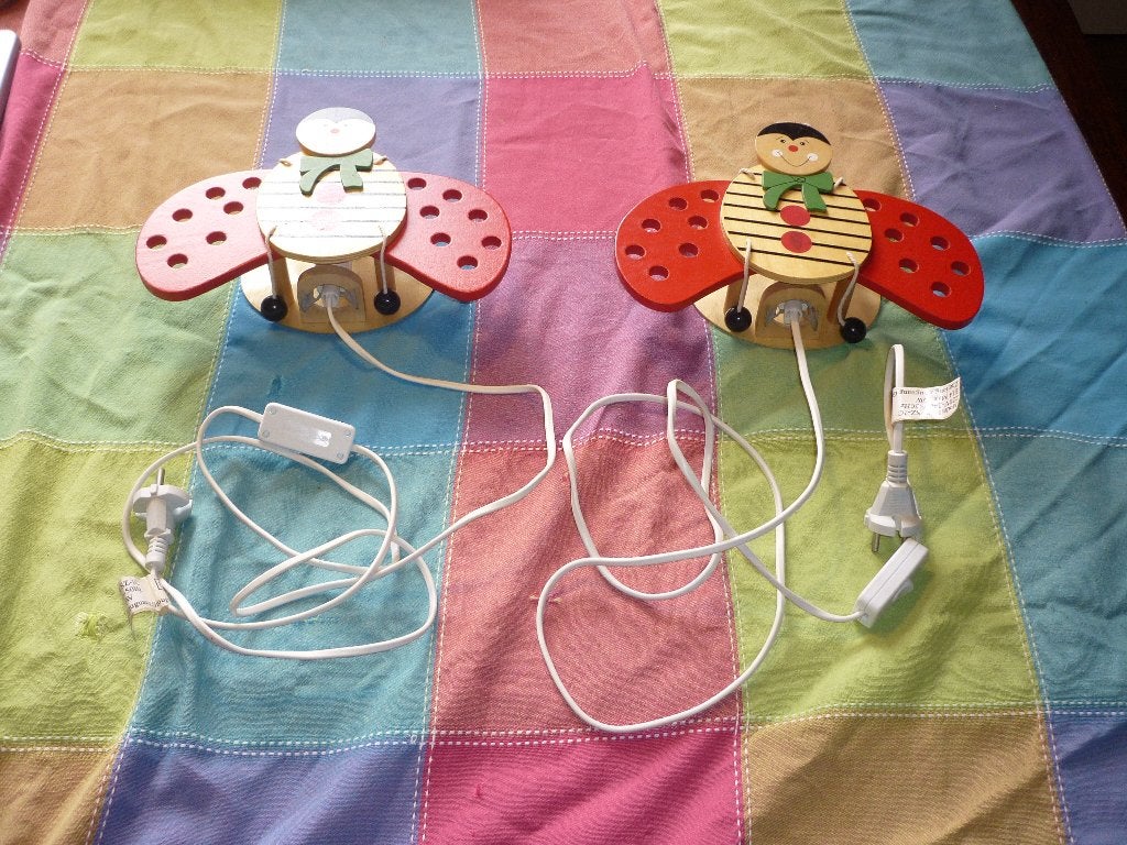 2 Mooie Lieveheersbeestjeslampen in zeer goede staat, Ophalen of Verzenden, Zo goed als nieuw, Hout