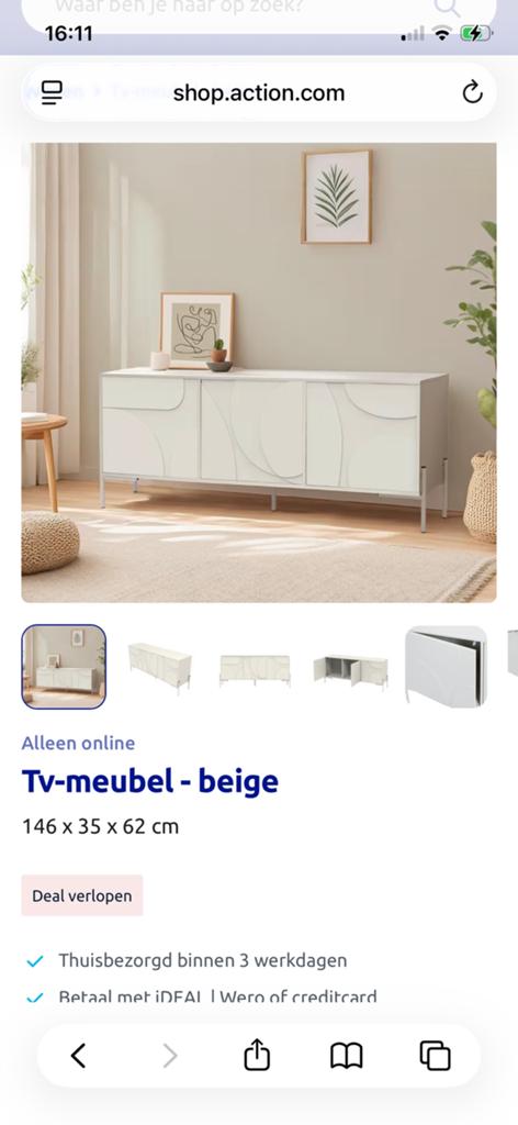 Tv meubel beige van action - nieuw in doos, 100 tot 150 cm, Nieuw, Ophalen of Verzenden, Minder dan 100 cm