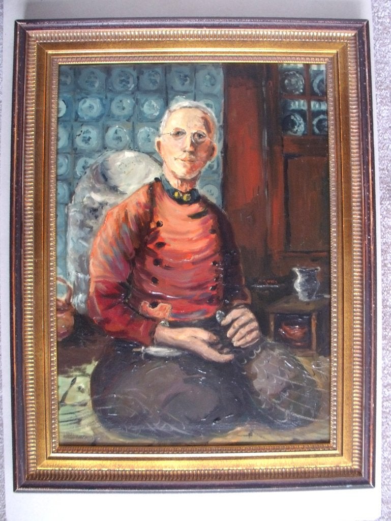 Marinus F. Karels (1923-1999) - De bollenpikker - olieverf, Ophalen
