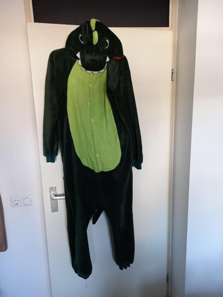 Dino onesie verkleedpak maat M, Ophalen of Verzenden, Gebruikt, 170 of groter, Jongen of Meisje