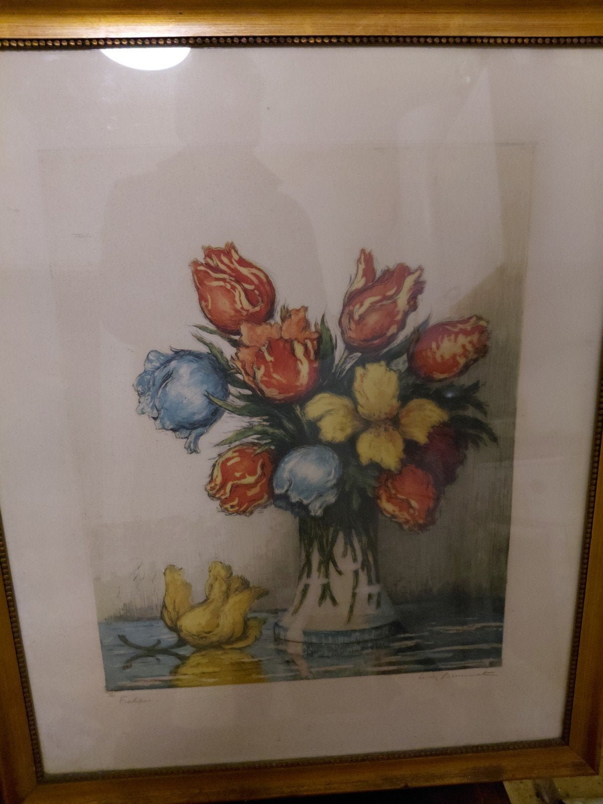 Kleurrijk bloemstilleven, gesigneerd, ingelijst, Ophalen of Verzenden