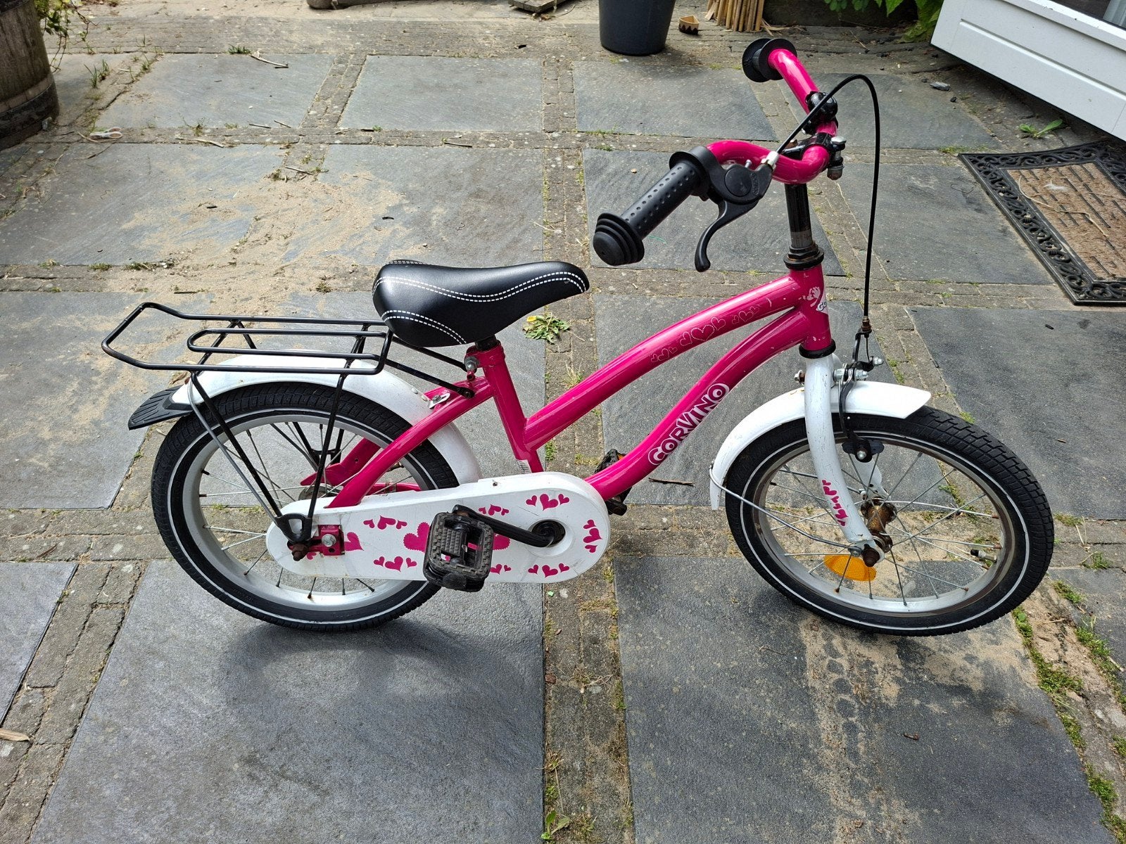 Corvino kinderfiets 16 inch - Roze, Ophalen, Terugtraprem, Corvino, 16 tot 20 inch