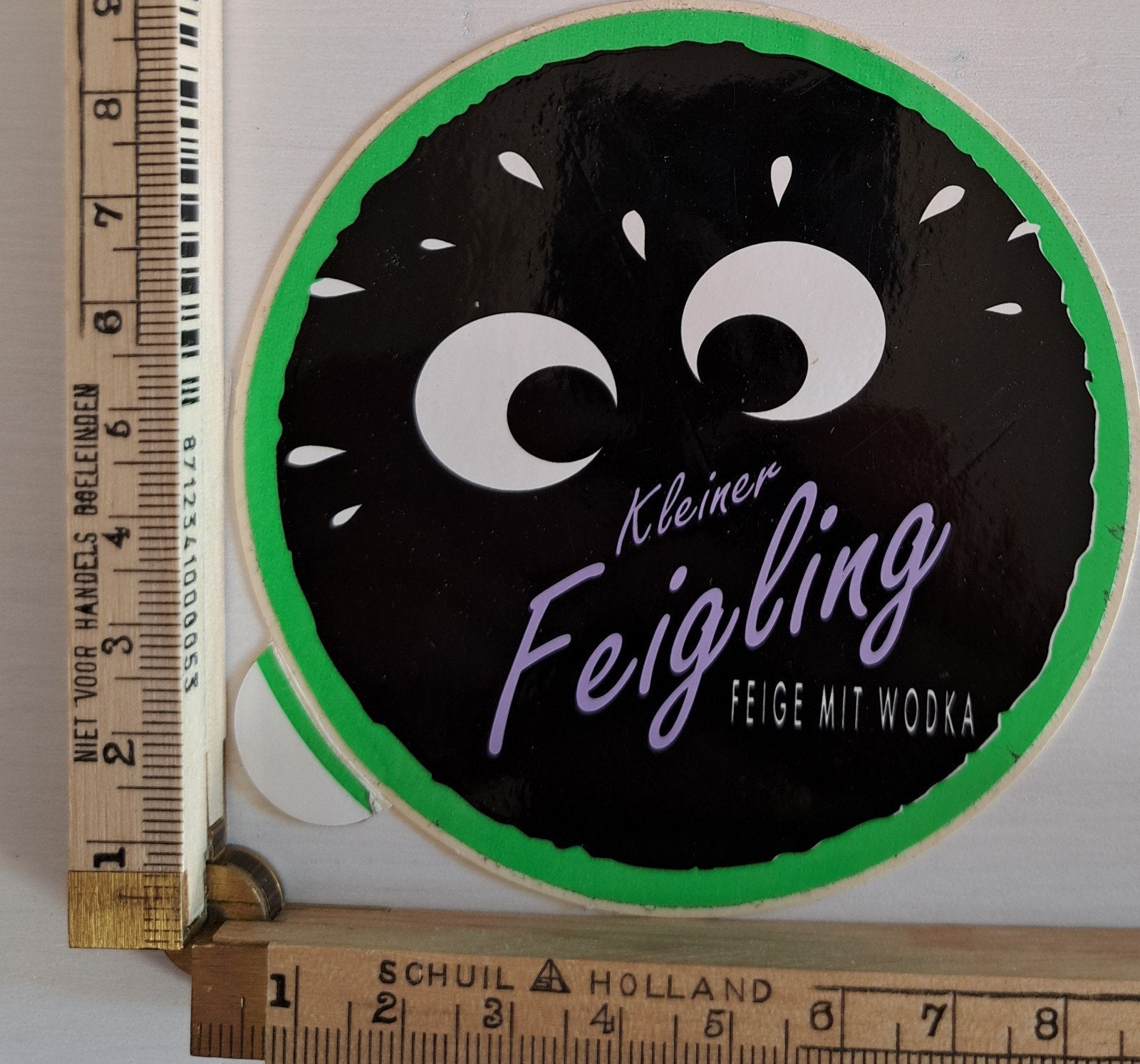 Vintage sticker Kleine Feigling Feige mit Wodka logo merk, Ophalen of Verzenden, Zo goed als nieuw, Overige typen