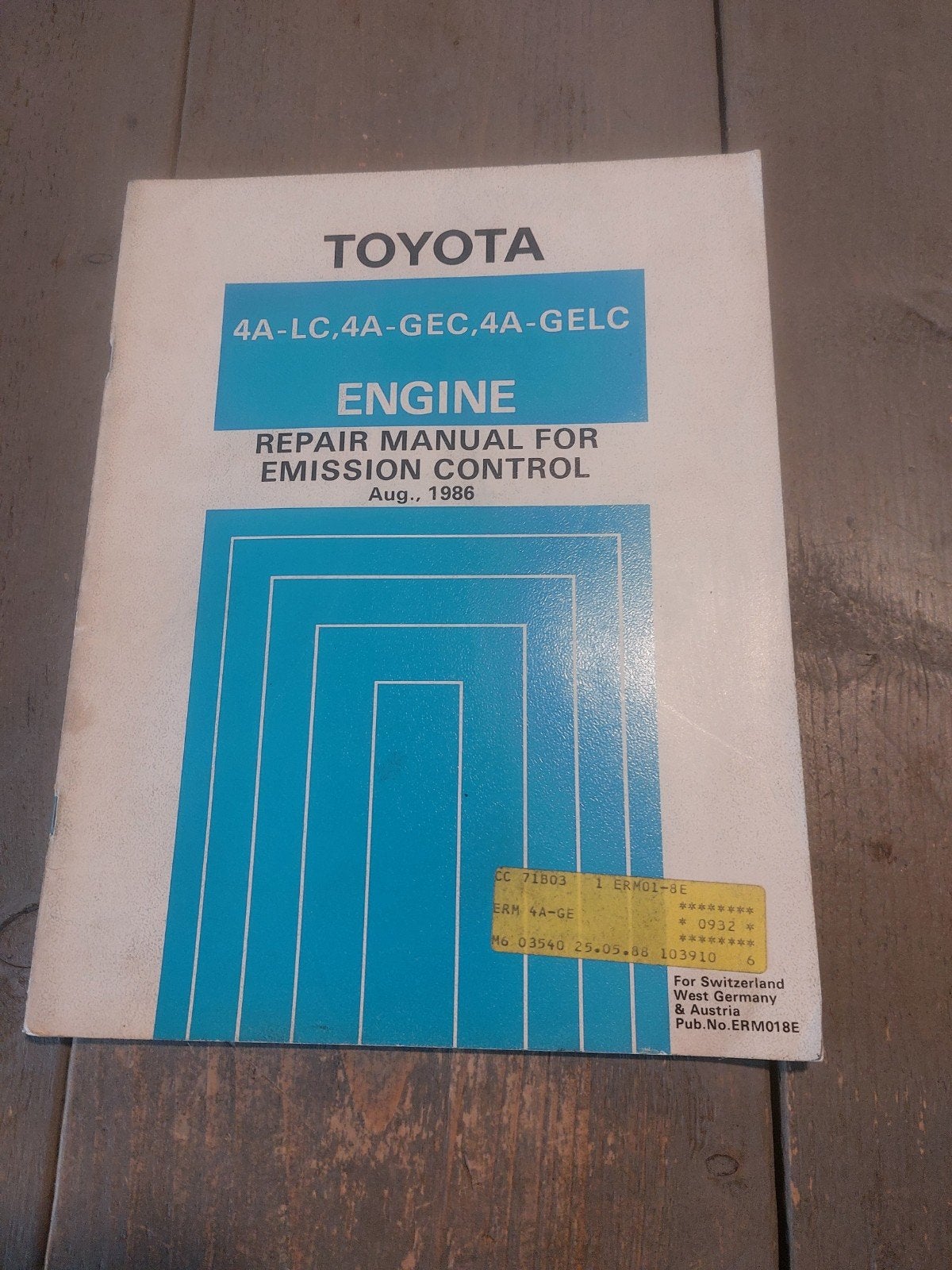 REPAIR MANUAL EMISSION CONTROL TOYOTA 4A-LC 4A-GEC 4A-GELC, Ophalen of Verzenden