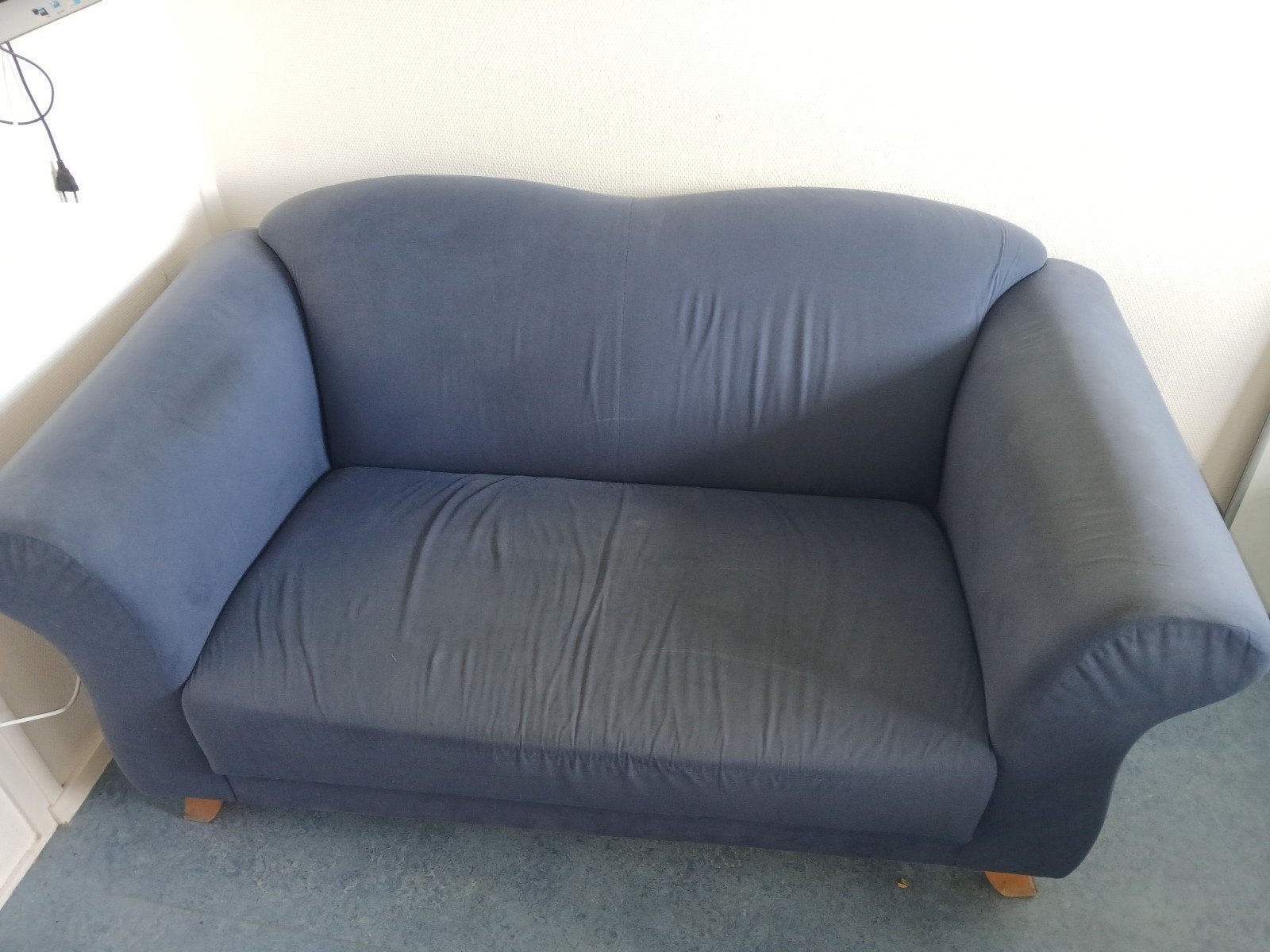 Comfortabele tweepersoonsbank - Blauw, Ophalen, Gebruikt, Klassiek, Comfortabel, 150 tot 200 cm