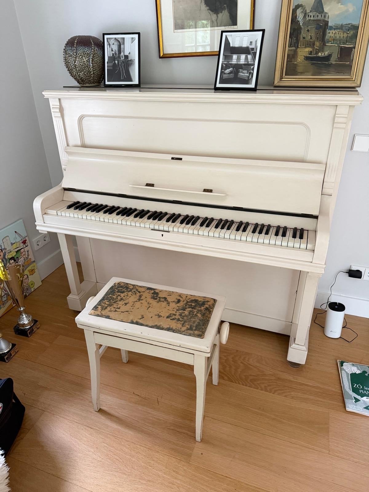 Antieke Belgische piano L. De Smet (ca. 1900), Ophalen, Gebruikt, Wit, Piano