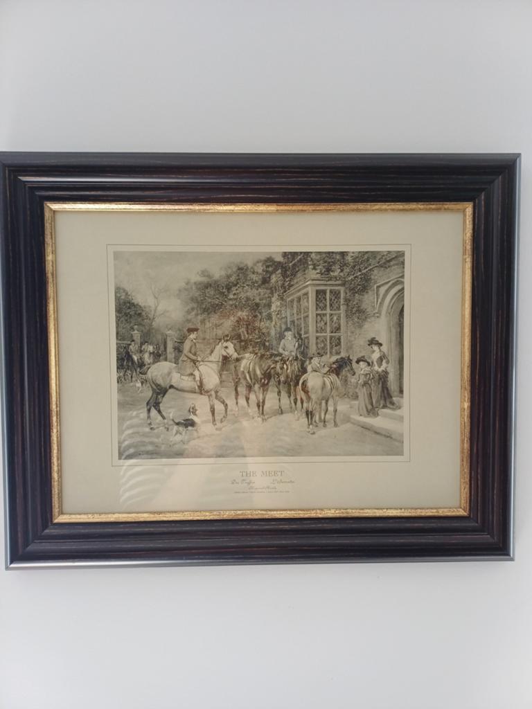 Prent 'The Meet' van Heywood Hardy in lijst, Ophalen of Verzenden