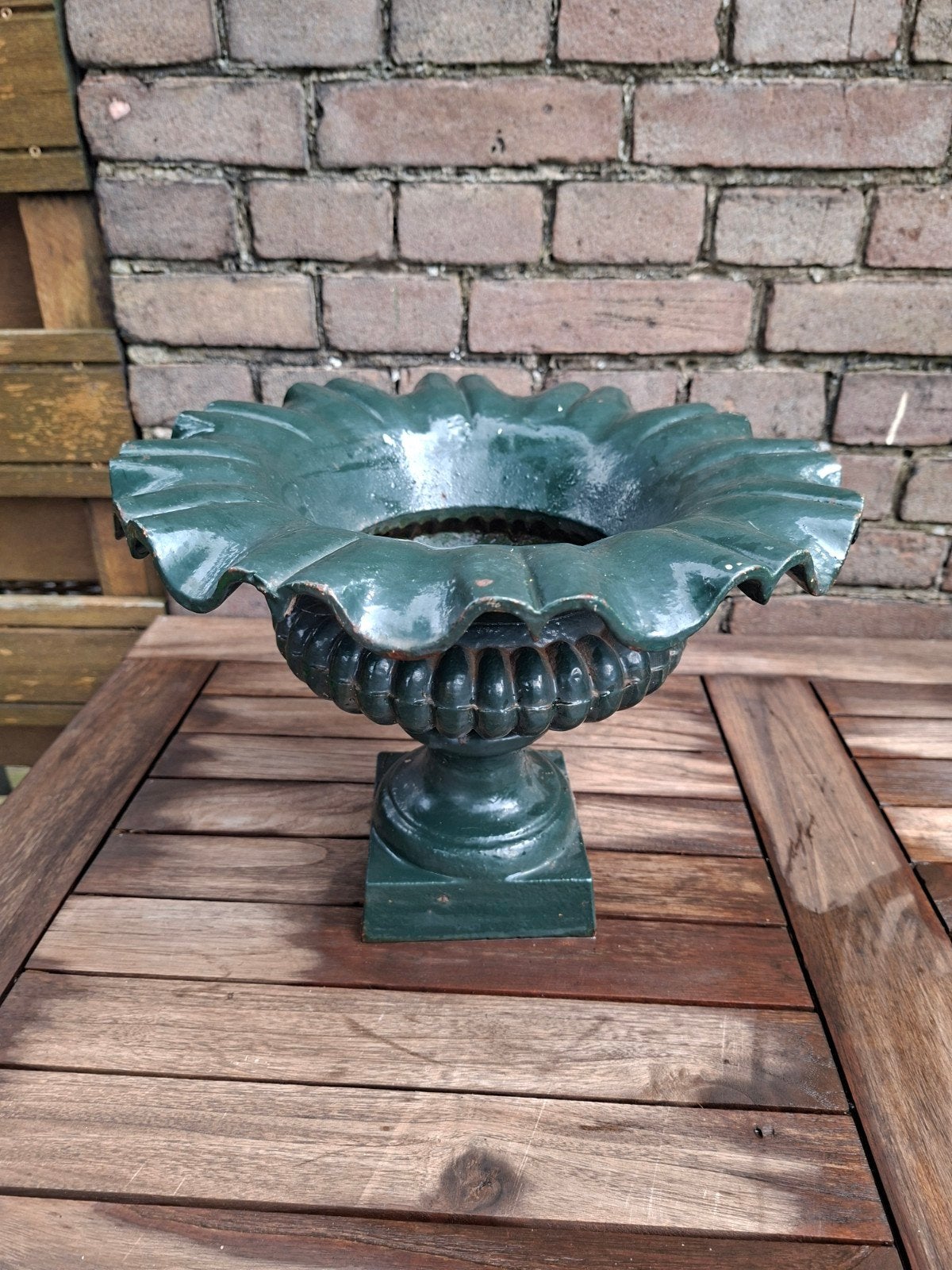 Antieke gietijzeren plantenbak vaas / urn - Groen, Antiek en Kunst, Ophalen of Verzenden