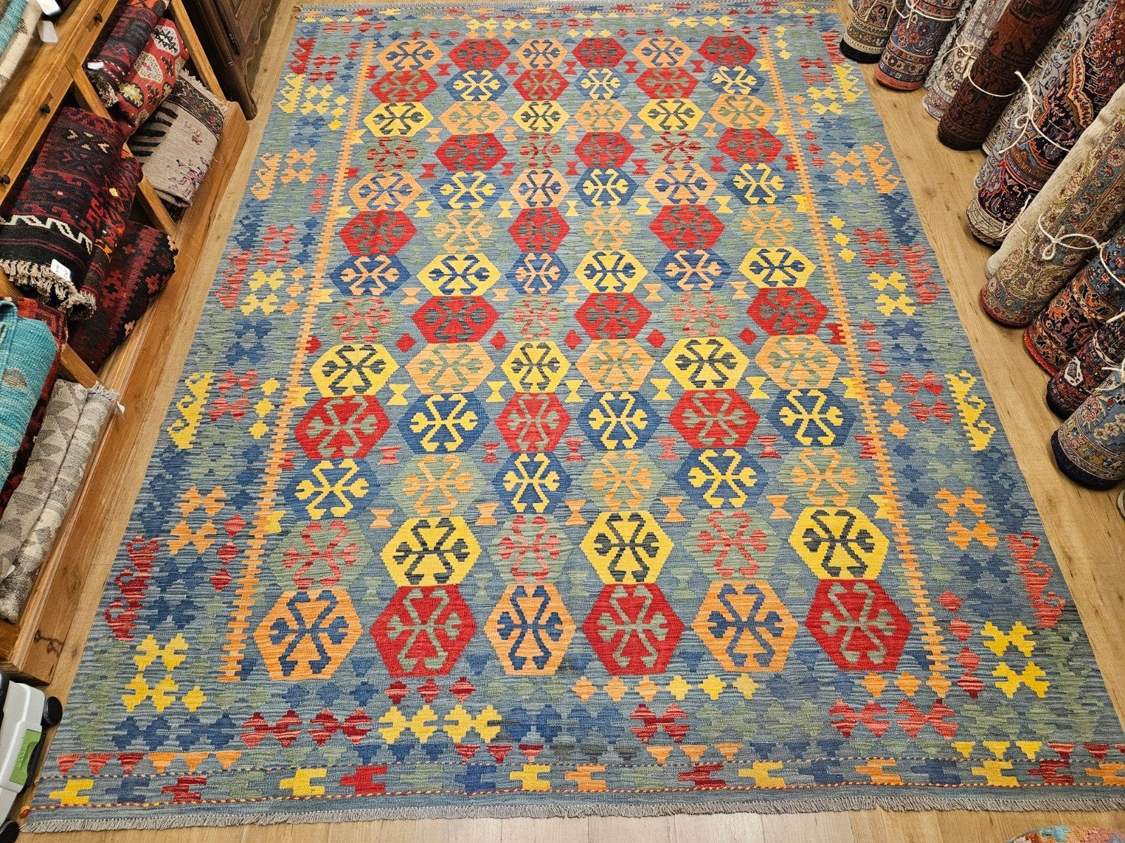 Handgeweven oosterse wollen kelim 347x257