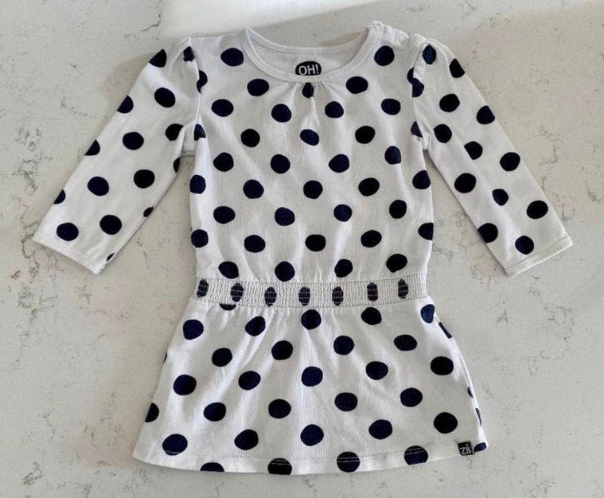 Z8 baby jurkje wit met donker blauwe stippen maat 68, Ophalen of Verzenden, Zo goed als nieuw, Meisje, Jurkje of Rokje