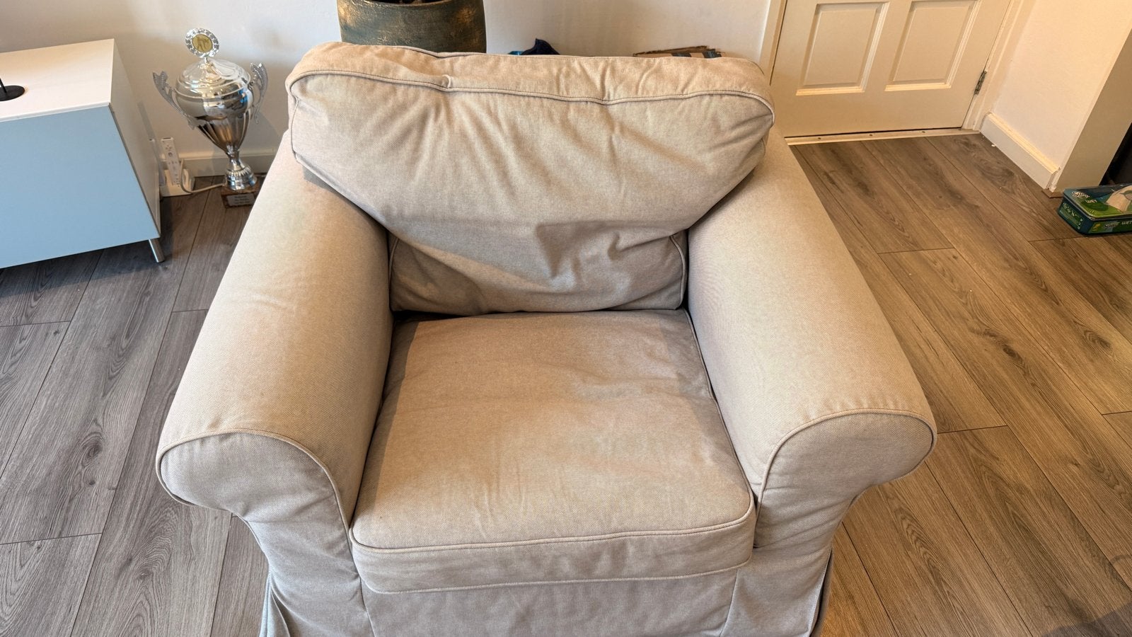 Lichtgrijze IKEA Ektorp fauteuil - Goede staat, Ophalen, Gebruikt, Stof, 75 tot 100 cm