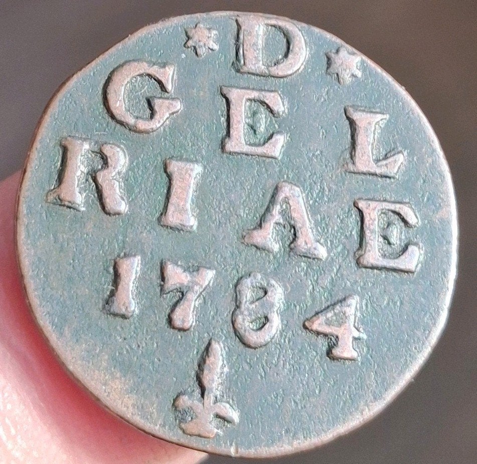 bodemvondst - duit - 1784 - Gelderland - top munt ! - RRR !, Ophalen of Verzenden, Vóór koninkrijk, Overige waardes, Losse munt