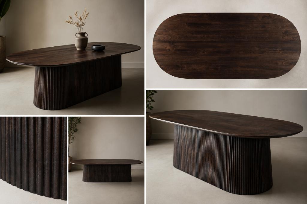 LIVINGFURN WALNUT EETTAFEL 300CM | OVAAL van € 1499 nu € 899, Ophalen, Japandi, 100 tot 150 cm, Vijf personen of meer