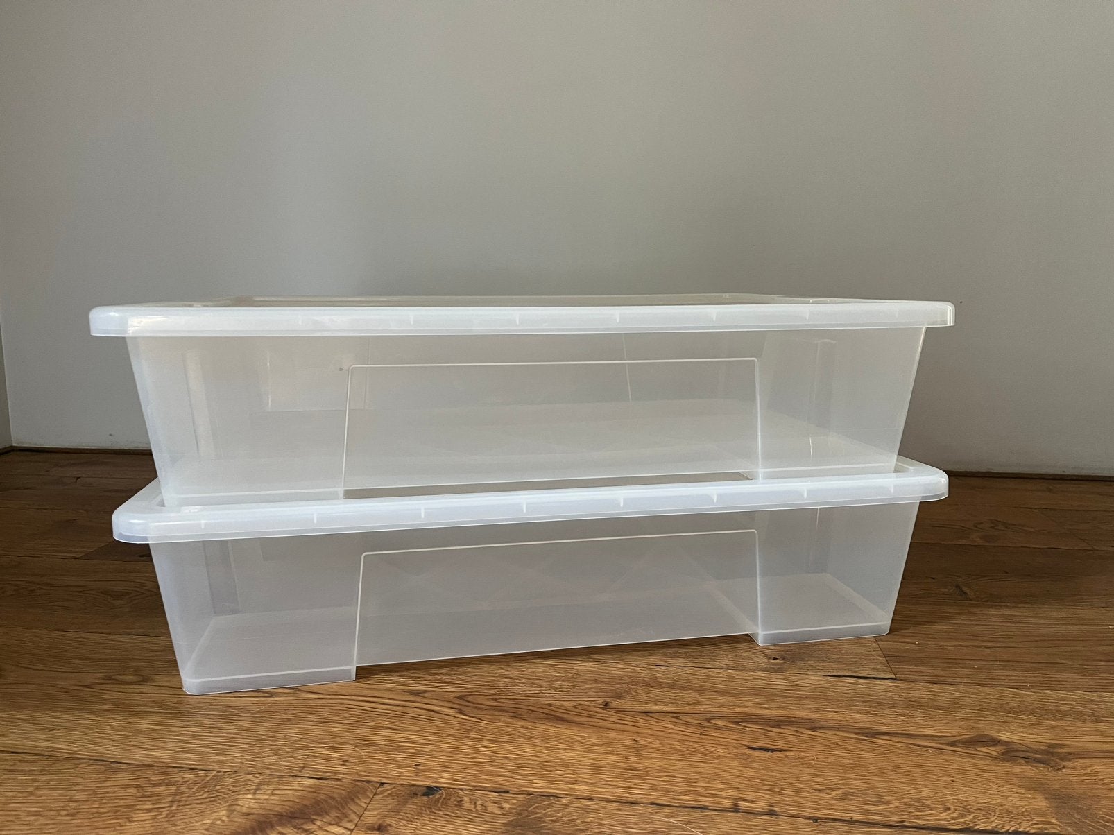 2x Samla opbergbox met deksel, transparant, 79x57x18 cm/55 l, Ophalen, 40 tot 60 cm, 75 tot 100 cm, Zo goed als nieuw