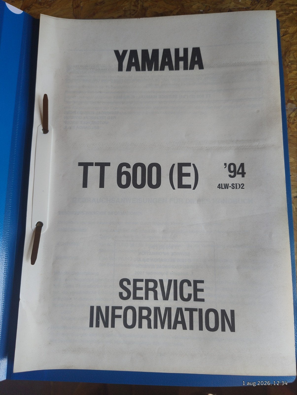 Yamaha TT 600 (E) '94 Service Informatie Handleiding, Motoren, Handleidingen en Instructieboekjes, Yamaha, Verzenden