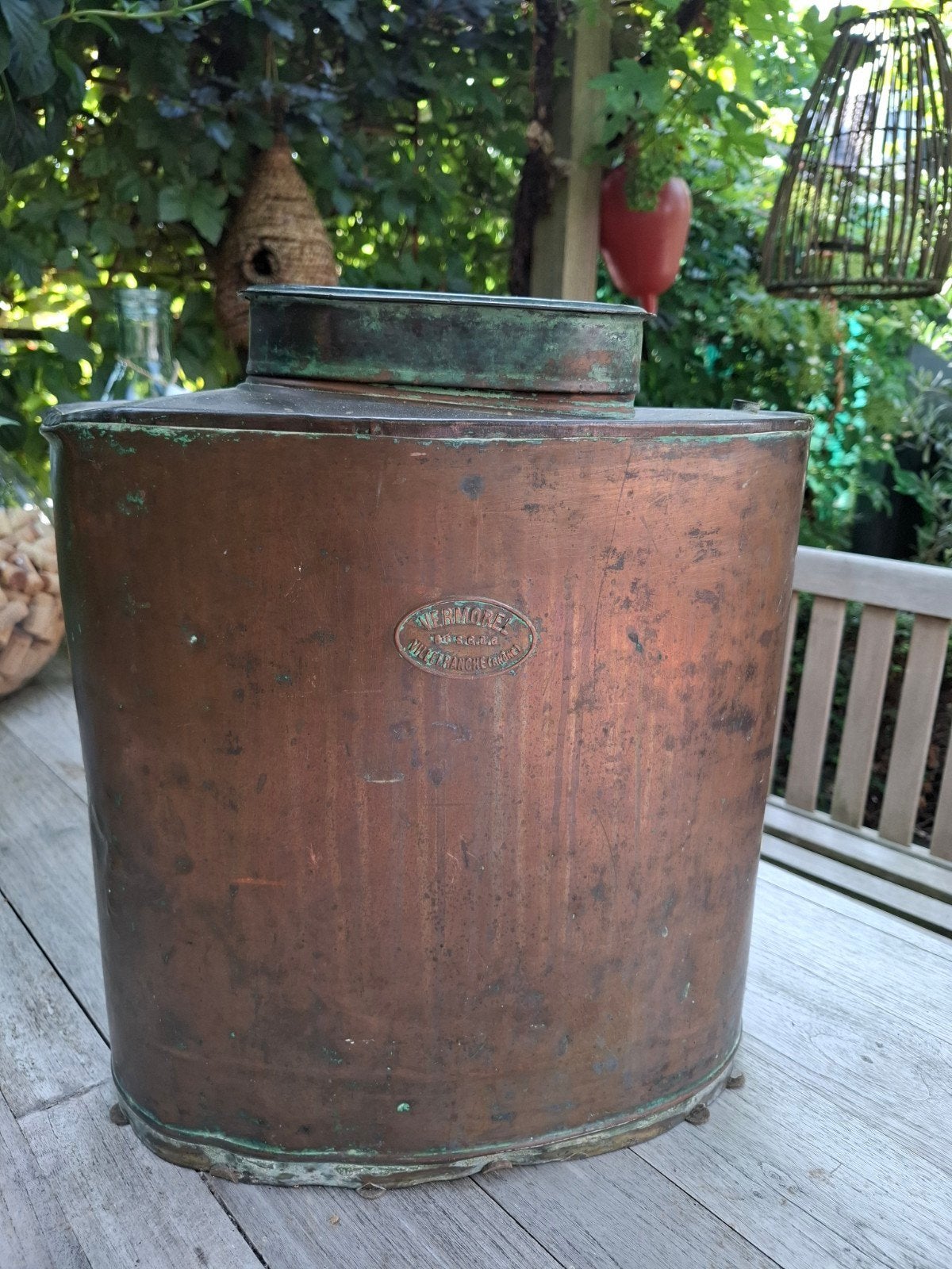 Antieke koperen tank Vermorel Rugspuit/plantenspuit, Antiek en Kunst, Ophalen