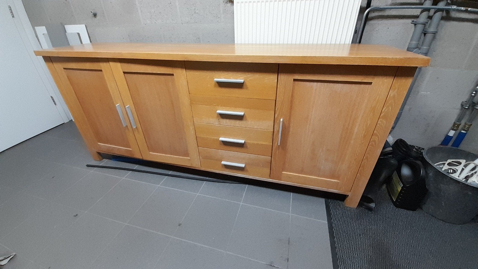 Eiken dressoir whitewash - 200 cm breed T.e.a.b., Huis en Inrichting, Ophalen, Gebruikt, Eikenhout, 200 cm of meer
