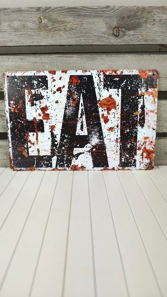 Wandbord Metaal: EAT - Retro Keuken Decoratie - Stoere Wandp, Verzenden, Nieuw