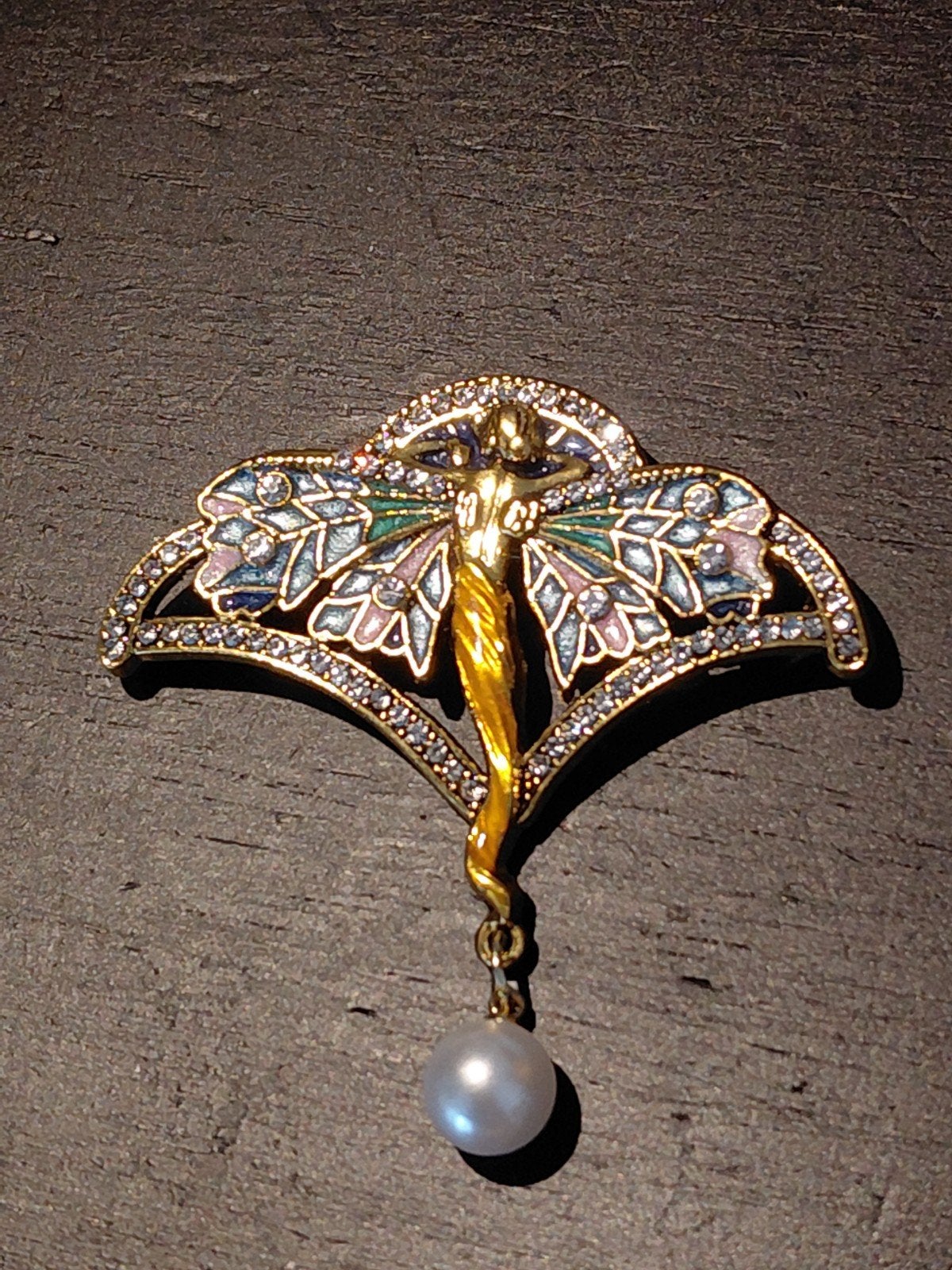 xx Elegante Libelle Broche met Kristallen Parel jugendstilxx, Overige materialen, 4 tot 7 cm, Met kristal, Nieuw