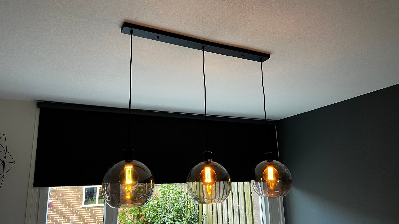 Eettafel lamp tekoop, Huis en Inrichting, Ophalen, Zo goed als nieuw, Glas, E27 (groot)