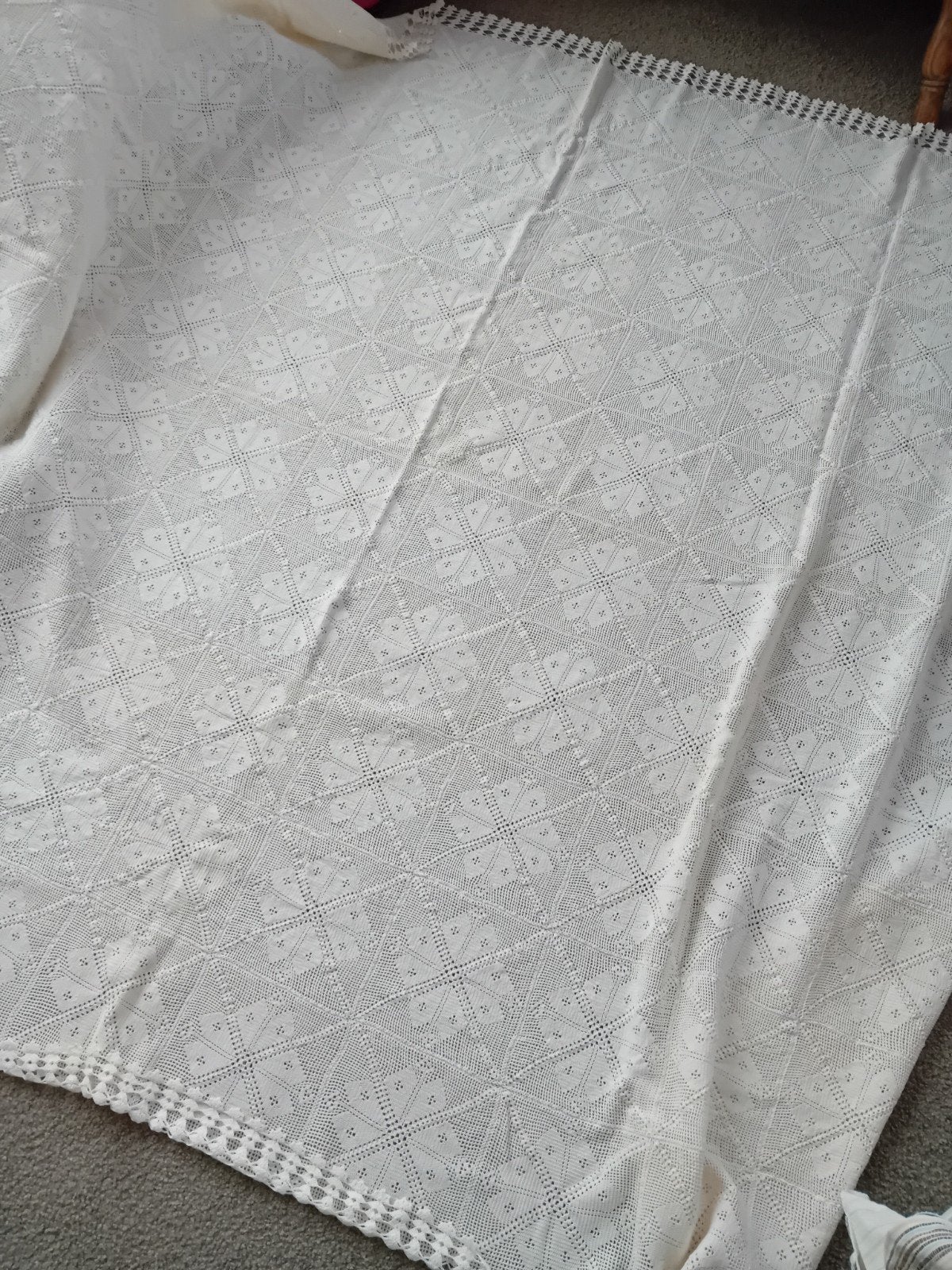 Tafelkleed, tafelloper en placemats - Handgemaakt wit, Ophalen of Verzenden, Zo goed als nieuw, Wit, Gehaakt