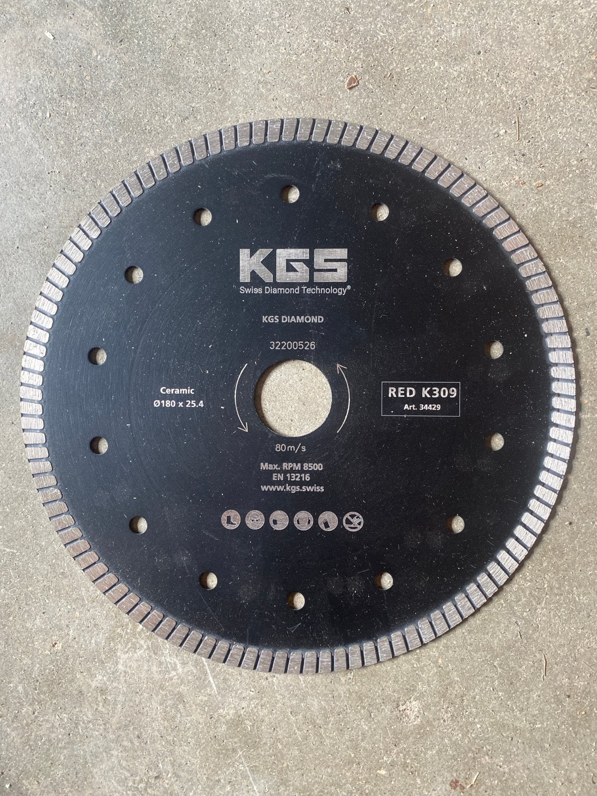 Nieuw KGS Diamond RED K309 Diamantzaagblad Ø180 x 25.4, Ophalen of Verzenden, Nieuw, Overige typen
