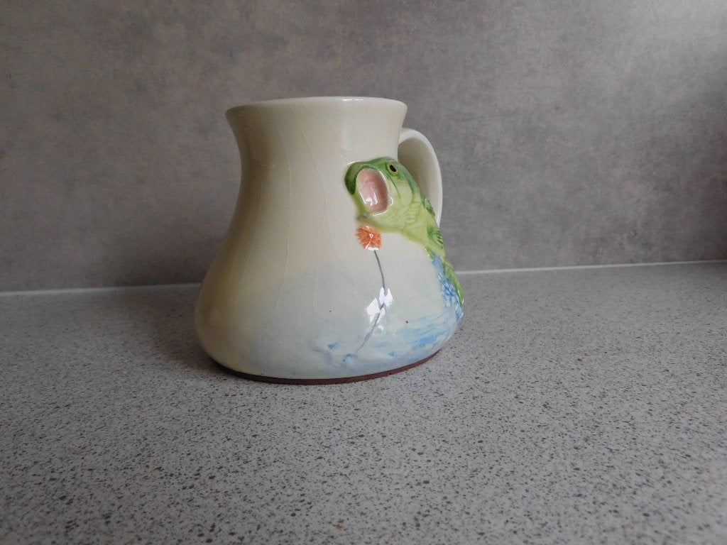 Vintage Majolica Barbotine Handgeschilderde Kan - 11 cm, Ophalen of Verzenden